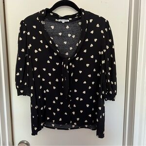Reformation Joelle Top in black and white hearts